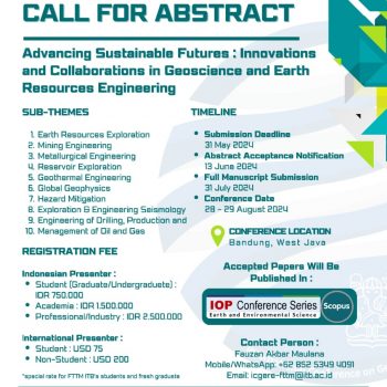 The 6th International Conference On Geoscience and Earth Resources Advancing Sustainable Futures Inn